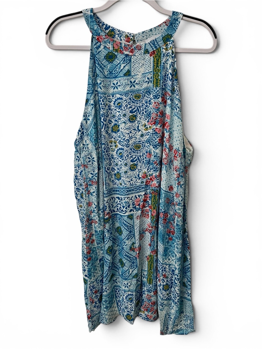 Emily Wonder Blue Floral Patchwork Halter Plus Size Dress NWT